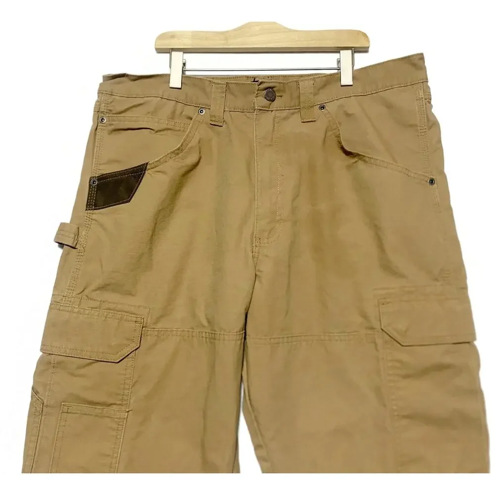 Wrangler Men's Cargo Work Pants Khaki Brown Utility 36x32 RN130273